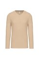 Heren T-shirt lange mouw V Hals Kariban K358 LIGHT SAND